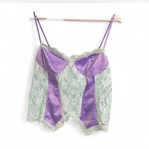 SOLD - Dollskill Lace Trim Purple and Green Camisole